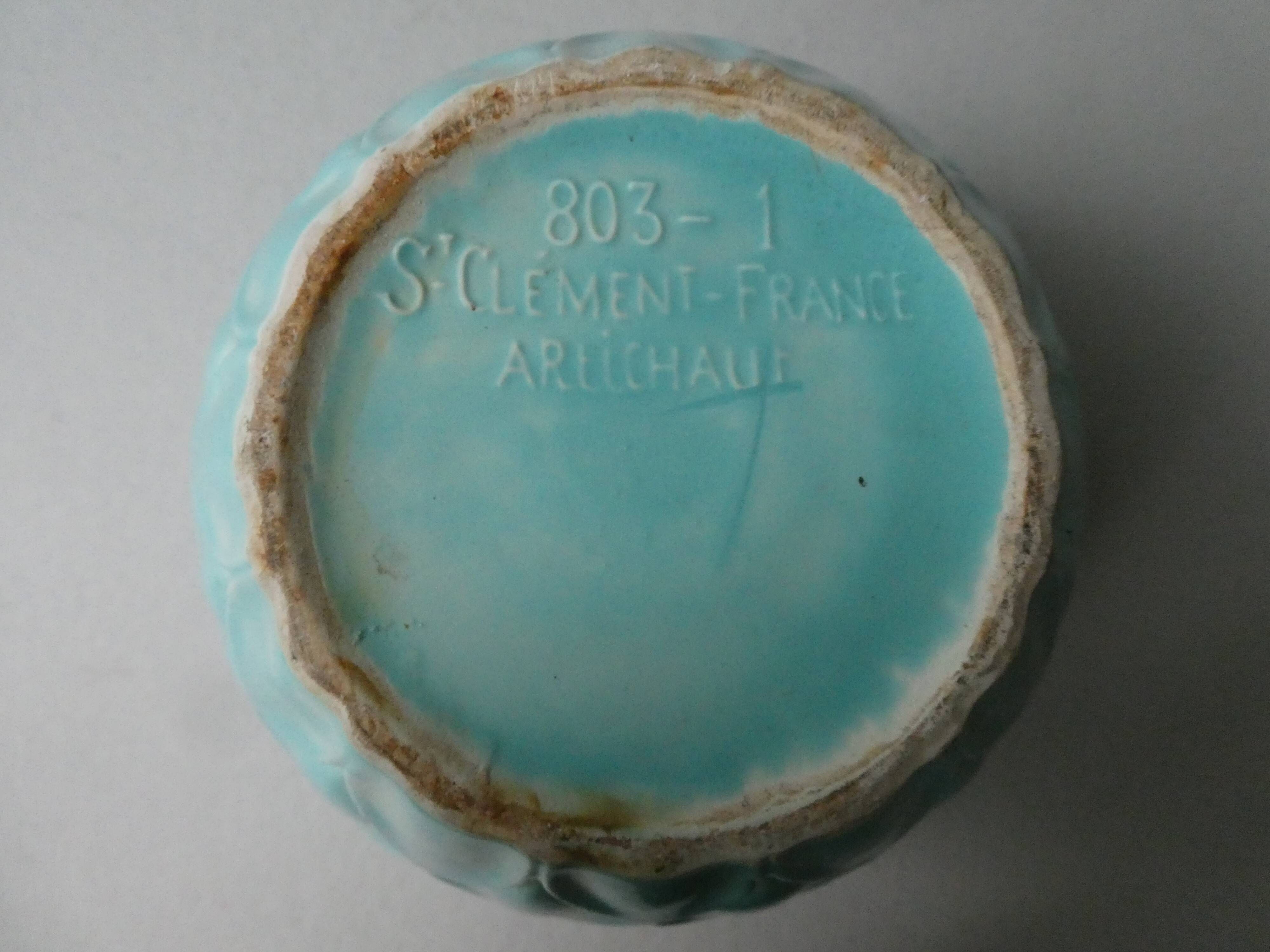 Ceramic pot cover Saint Clément France, artichoke model