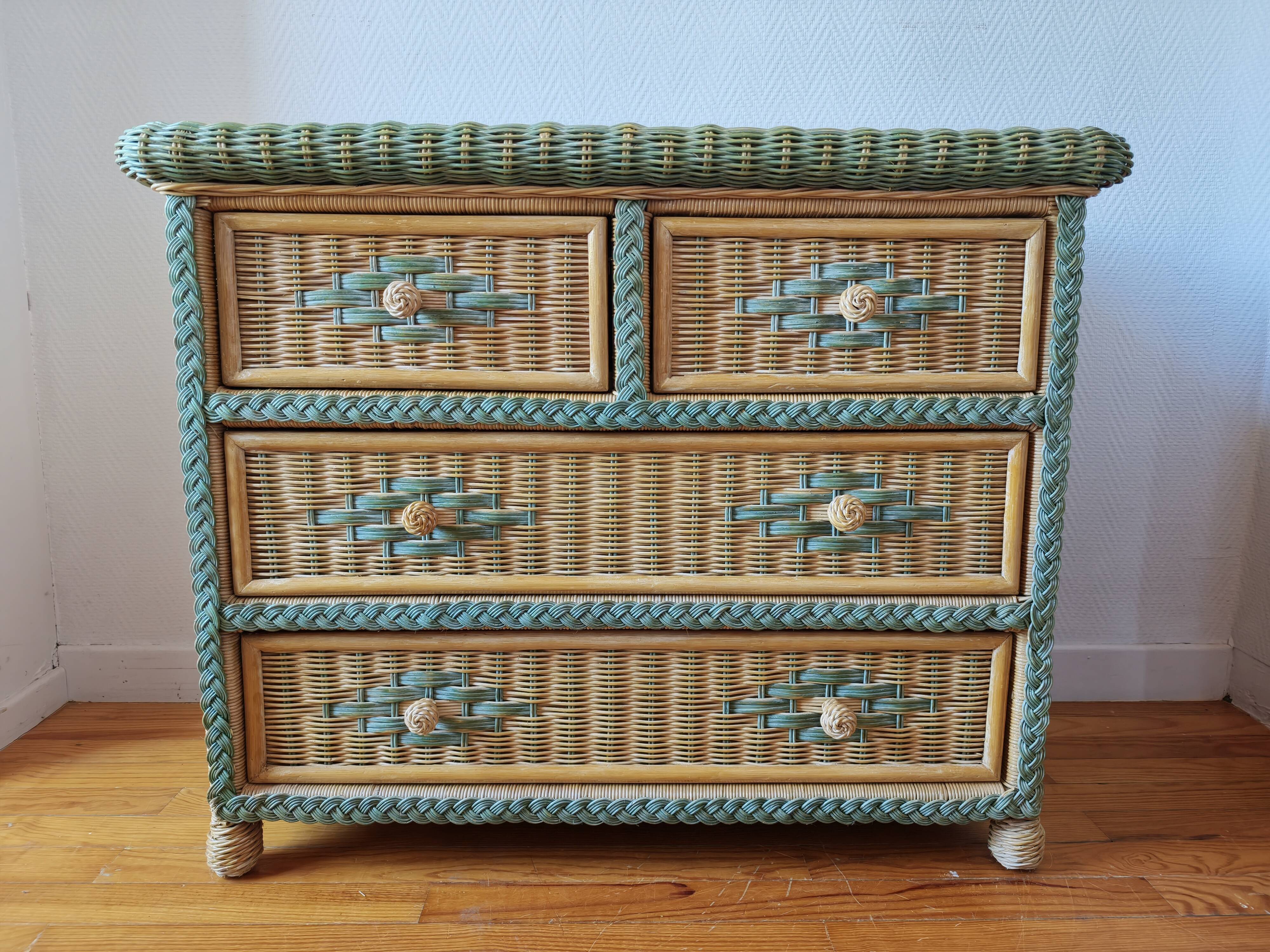 Rattan and wicker commode from the 70s – 80s