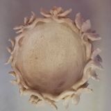 Old alabaster bird drinker centerpiece cup