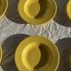 Set of 6 vintage yellow deep plates D22.5 H3.5