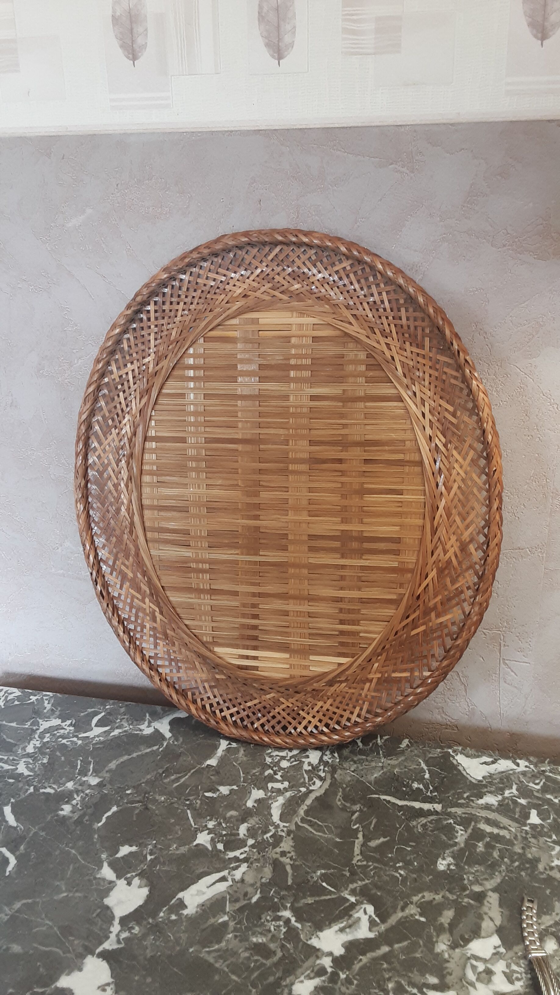 Oval rattan mirror - year 70