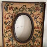 Cadre bois décor fleurs peintes