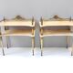 Pair of Nightstands / Console Tables with Marble Tops and Brass Legs, Italy