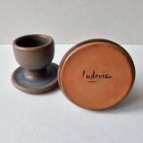 Set of 2 ceramic egg cups Signed Ludovic