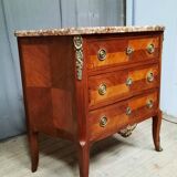 Transitional marquetry chest of drawers