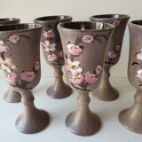 Set of 6 ceramic wine glasses Signed Vallauris Moby Jo's (By Marius Musarra