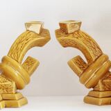 Pair of ceramic candlestick lamps