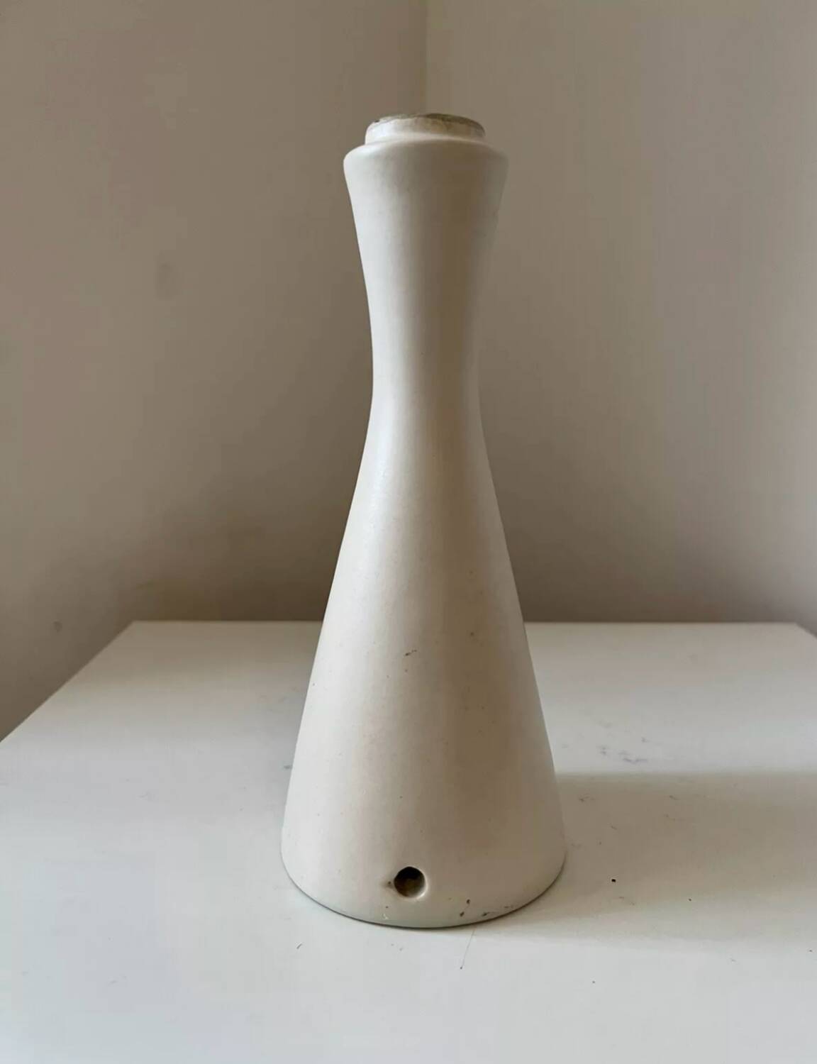Lamp base with painted leaf decor, Georges Gehel, vintage 1950s