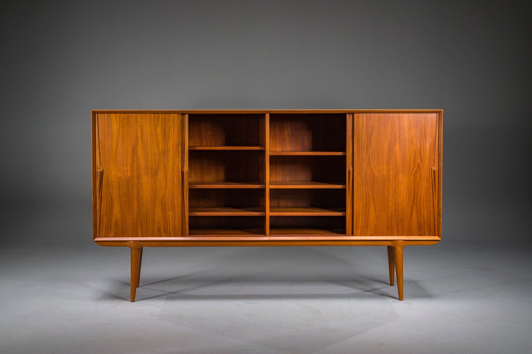 Model 19 teak highboard by Gunni Omann for Omann Jun, Denmark, 1960s