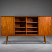 Model 19 teak highboard by Gunni Omann for Omann Jun, Denmark, 1960s