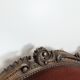 Louis XV style salon in carved walnut with orange velvet, seven pieces.