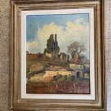 Basque farmhouse oil painting signed marcel poissonnié early twentieth with frame