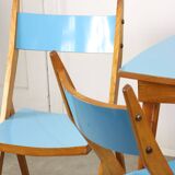 Mid-century Italian Wooden Dining Set of 5 in Blue