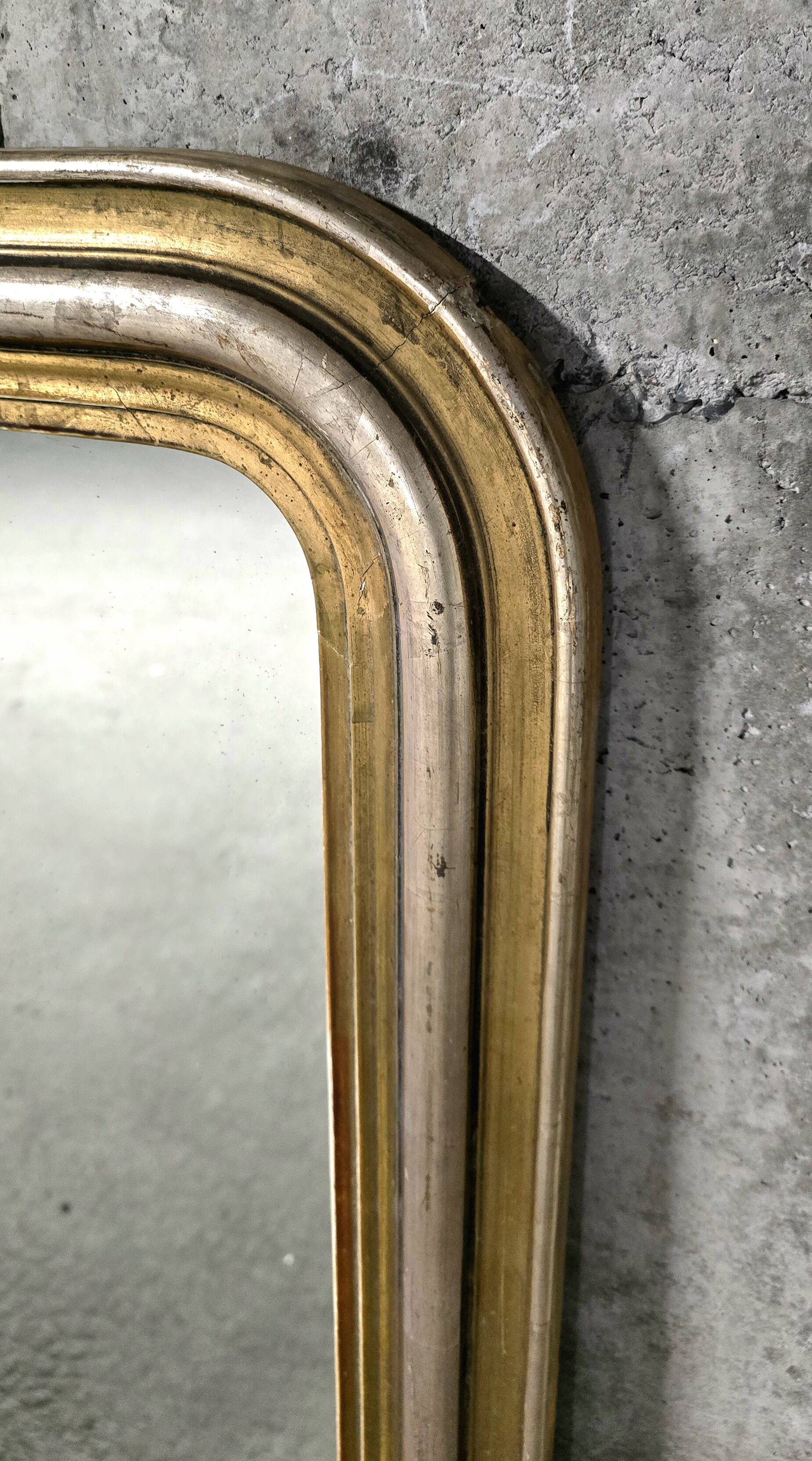 Miroir - trumeau doré et argenté Louis Philippe