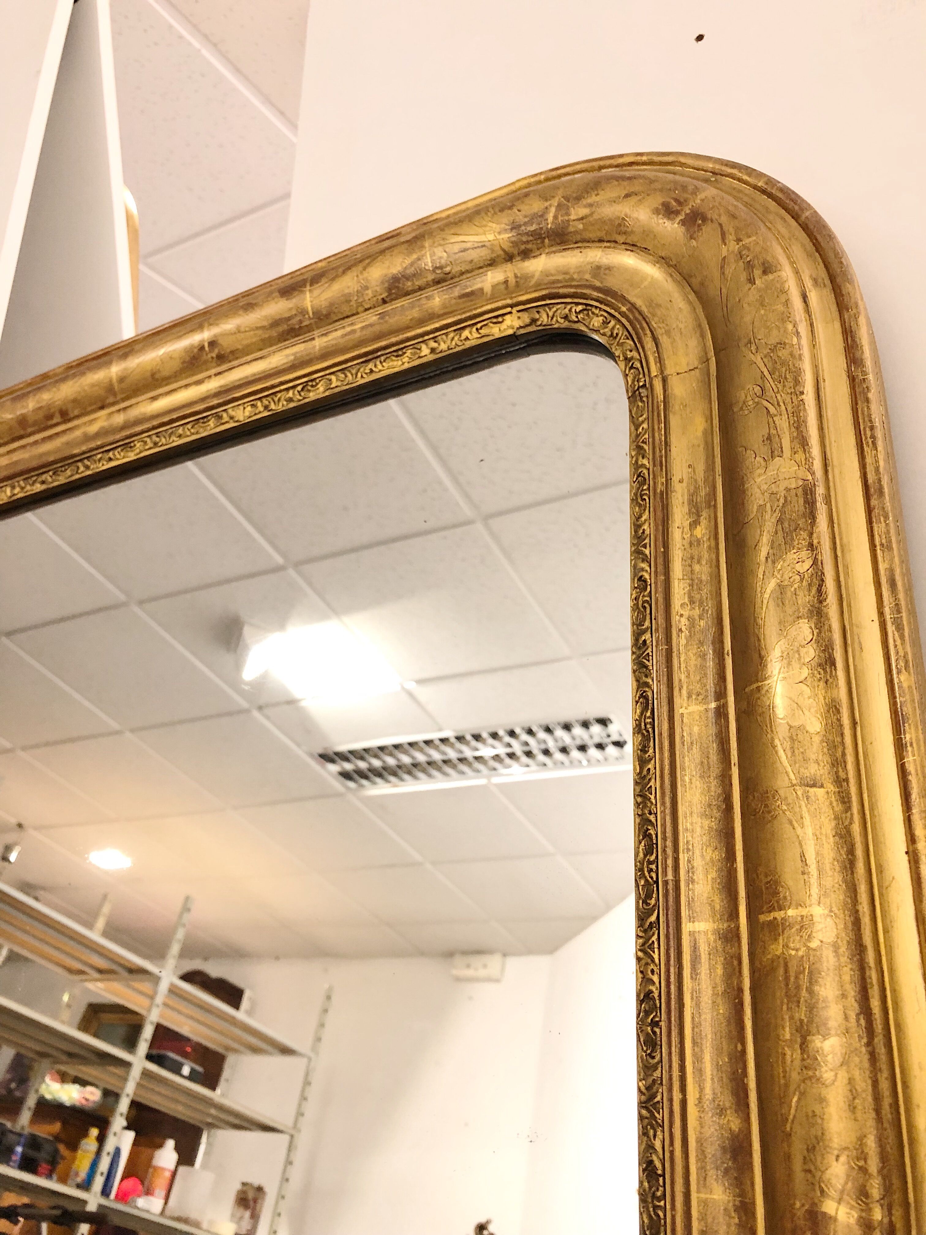 Miroir 142x102 Louis Philippe dorure feuille d'or