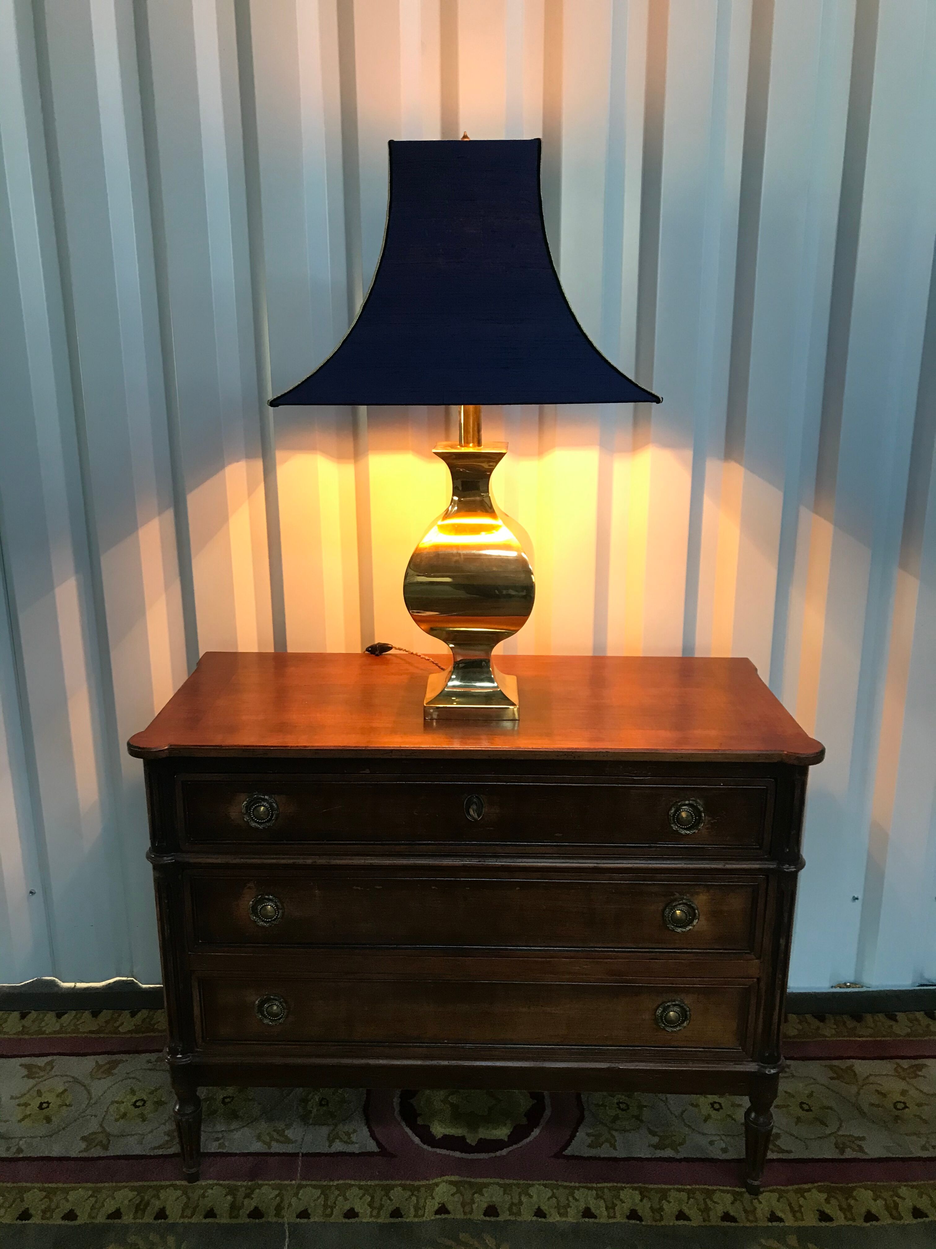 Brass lamp with bespoke pagoda lampshade