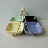 Serving trolley with its 4 bowls and its support, circa 1950