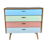 50s color formica shoe cabinet with compass feet