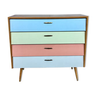 Meuble à chaussure formica couleur des années 50 à pieds compas