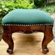 Louis XV style footrest in green velvet