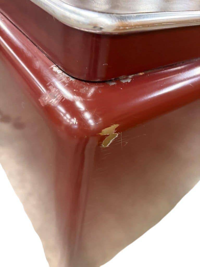 Bureau vintage en métal bordeaux Ahrend / Bureau Oda Prominent