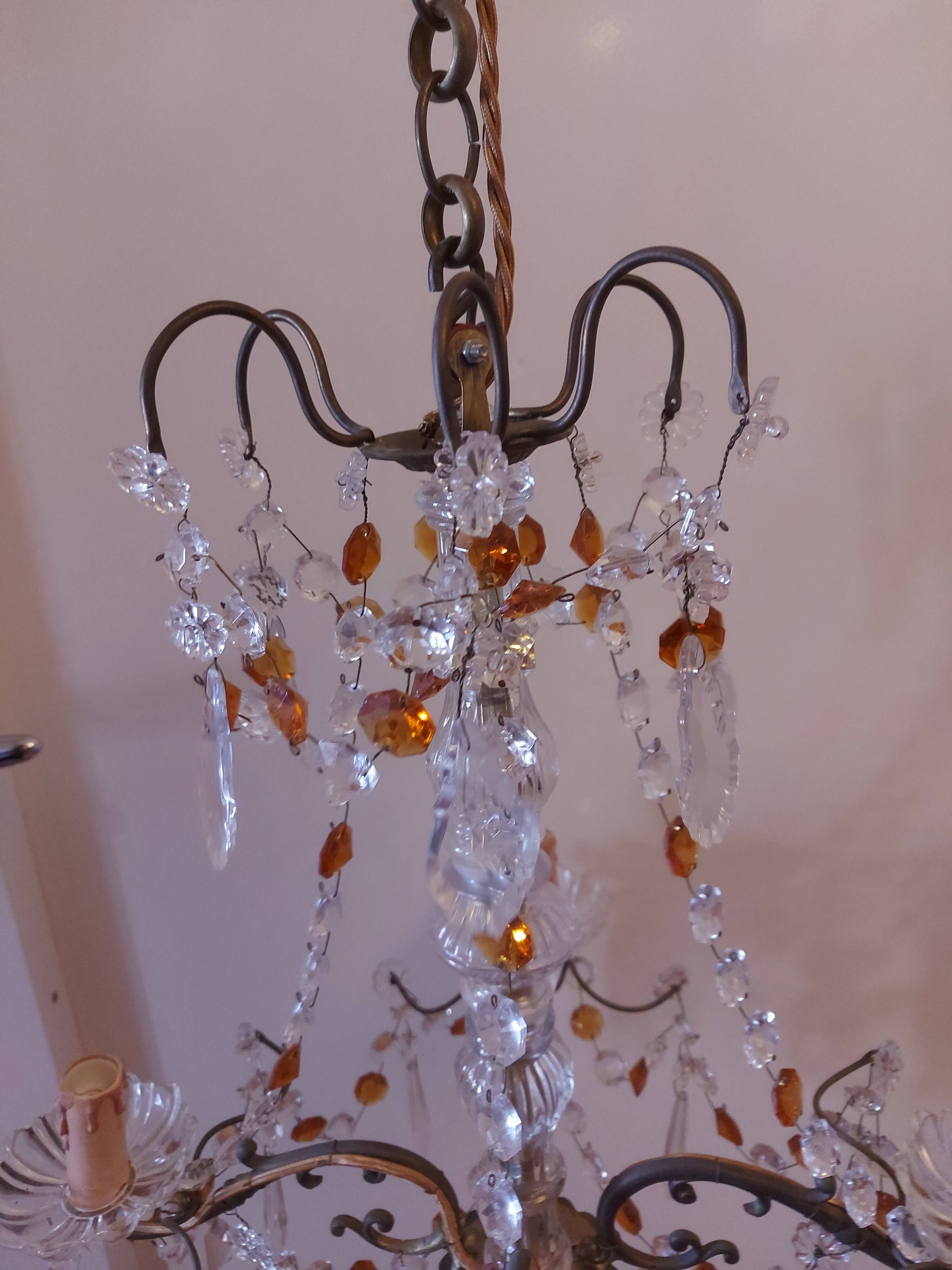 Chandelier to, colored crystal tassels