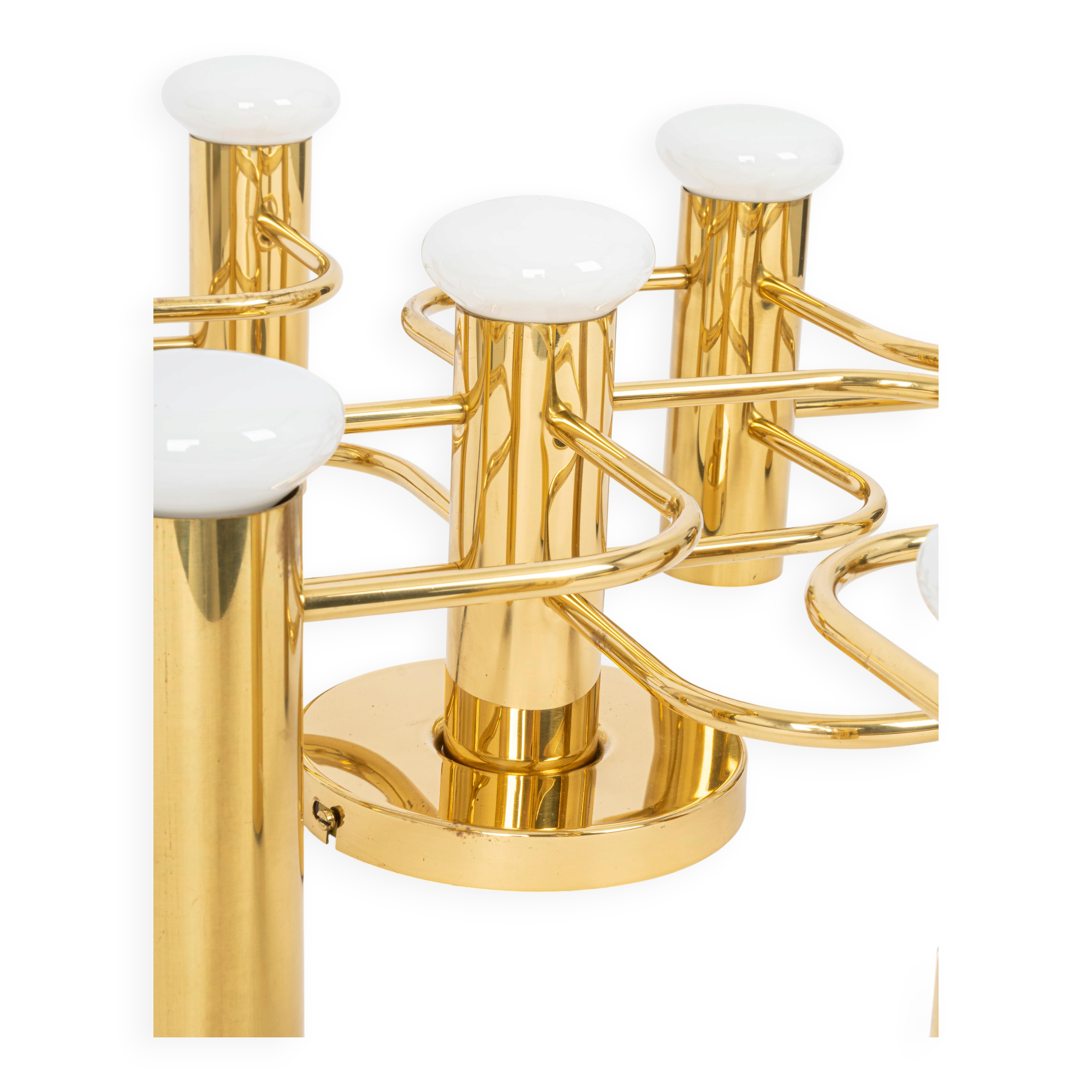 1 of 2 Sciolari Leola wall-mounted ceiling light in brass, Germany, 1970s