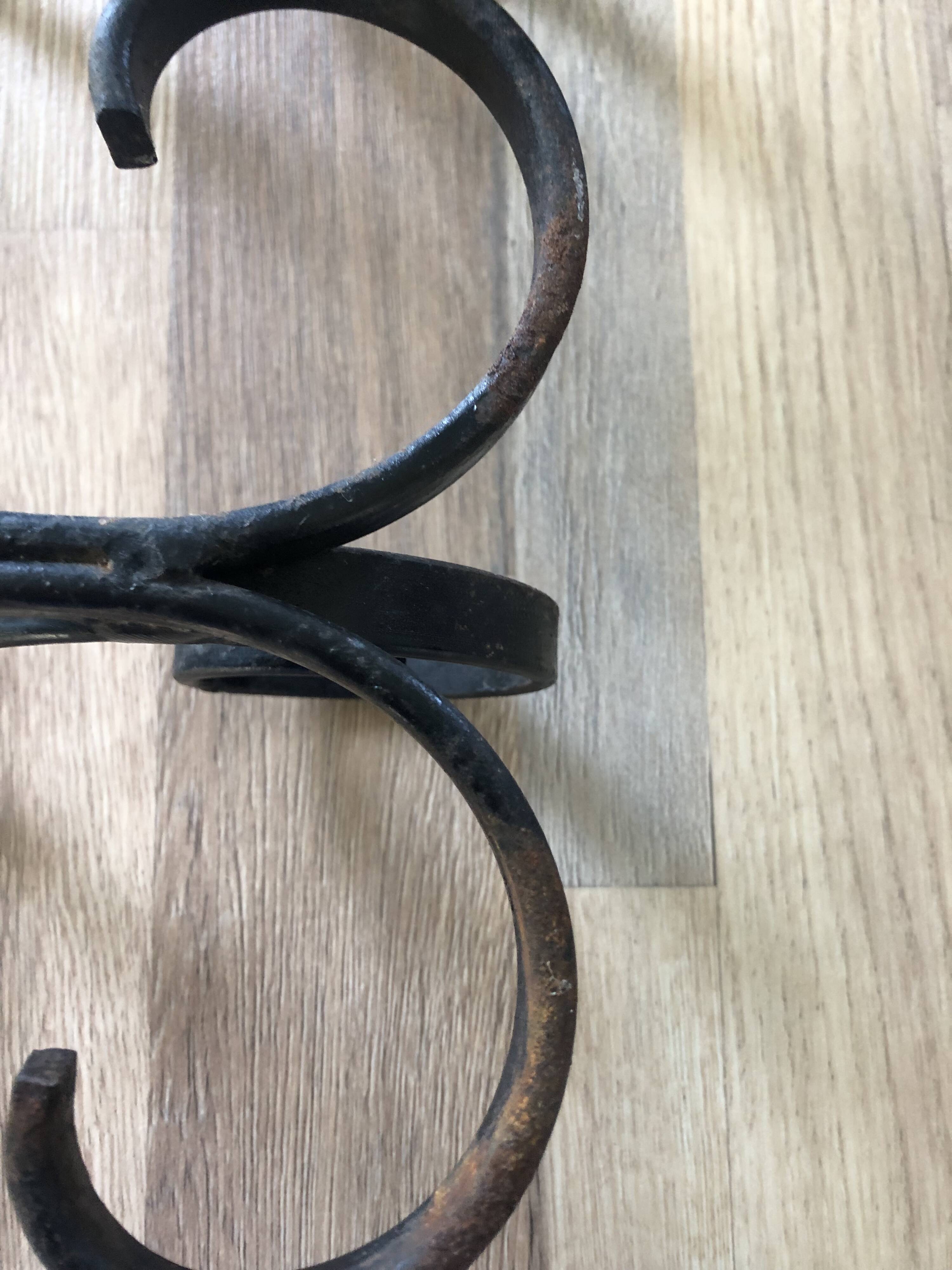 Double wrought iron wall hook