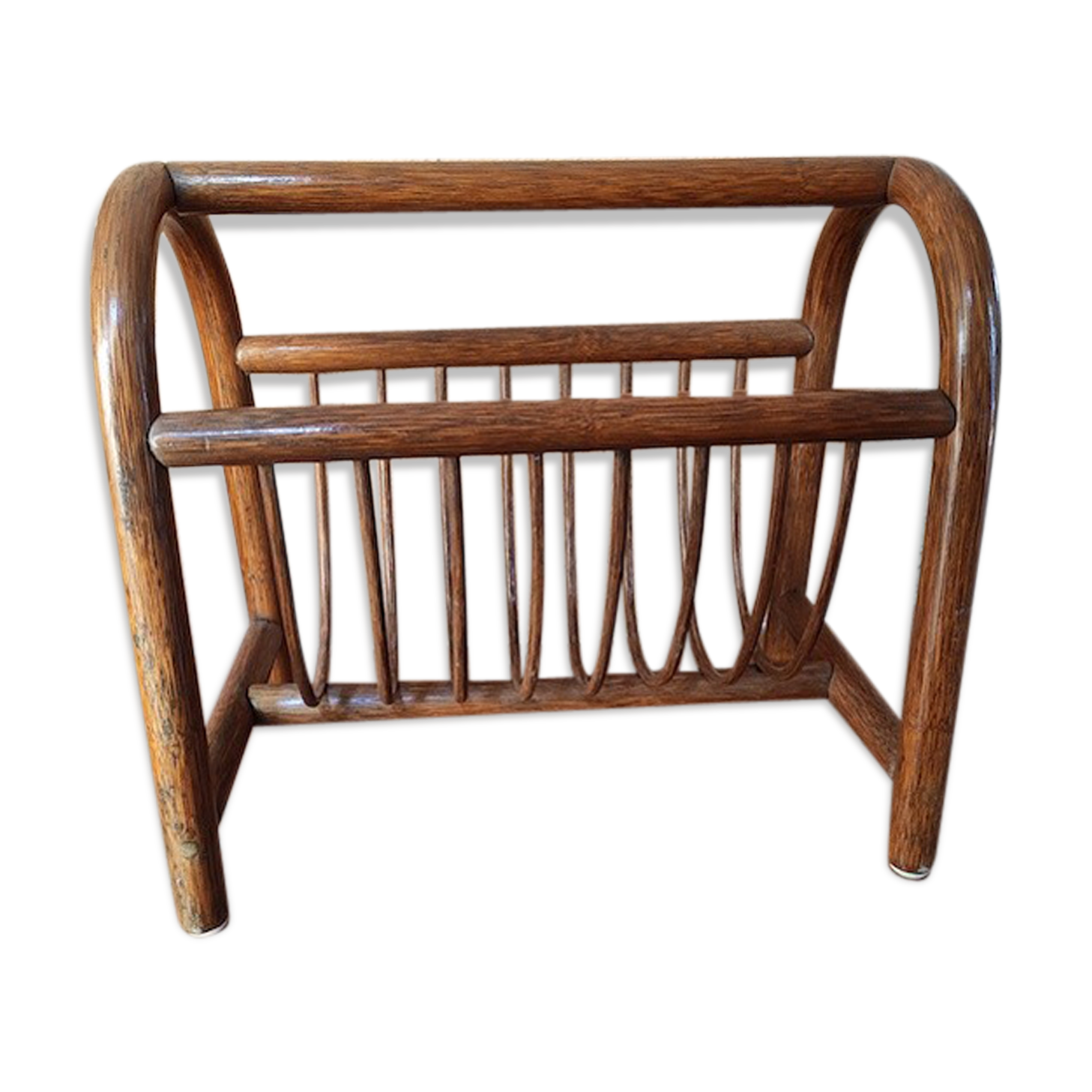 Vintage rattan magazine holder, 60s/70s