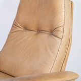 Armchair and stool in 1960s Danish leather and rosewood