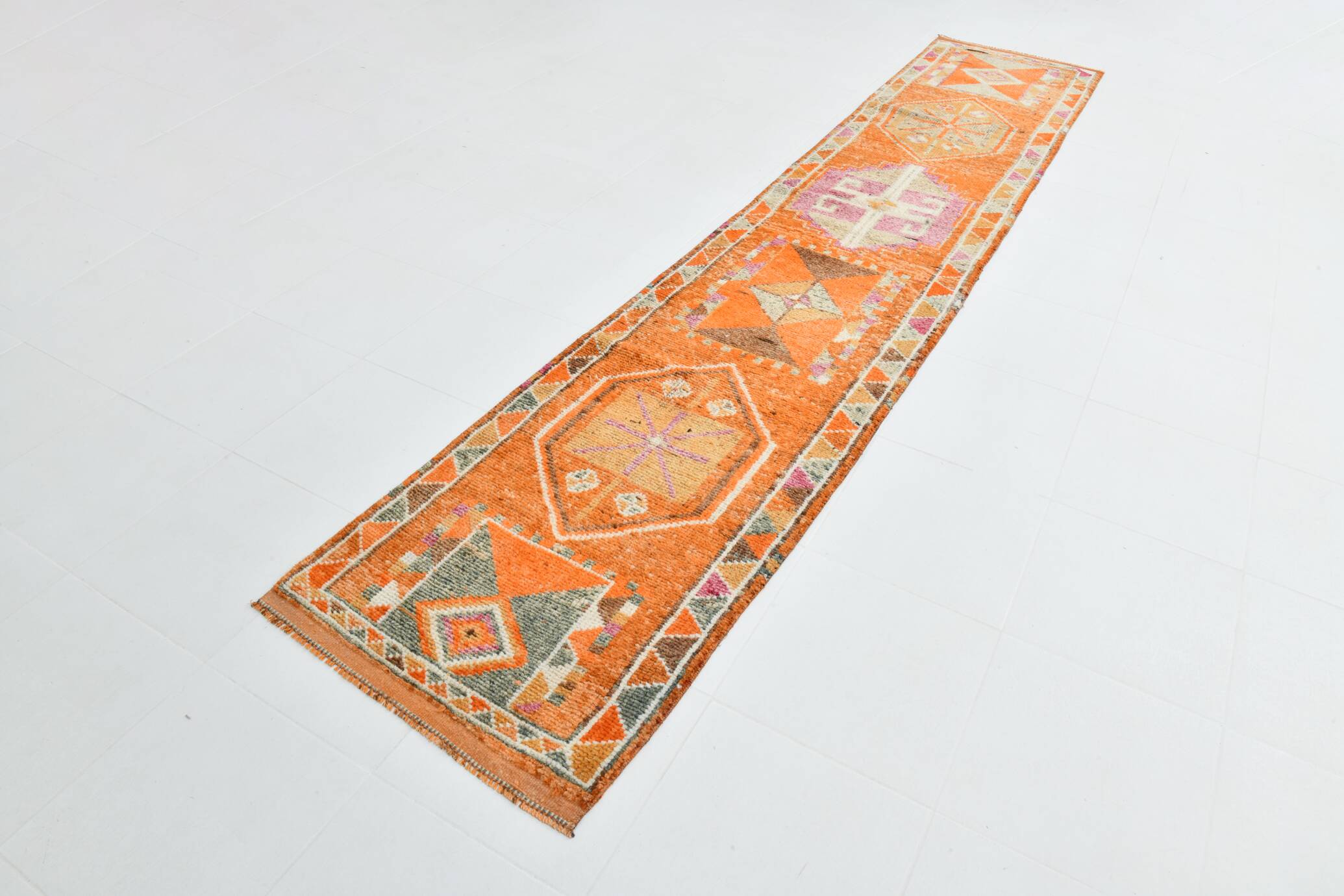 3x13  Long Turkish Vintage Runner Rug, 79x399Cm