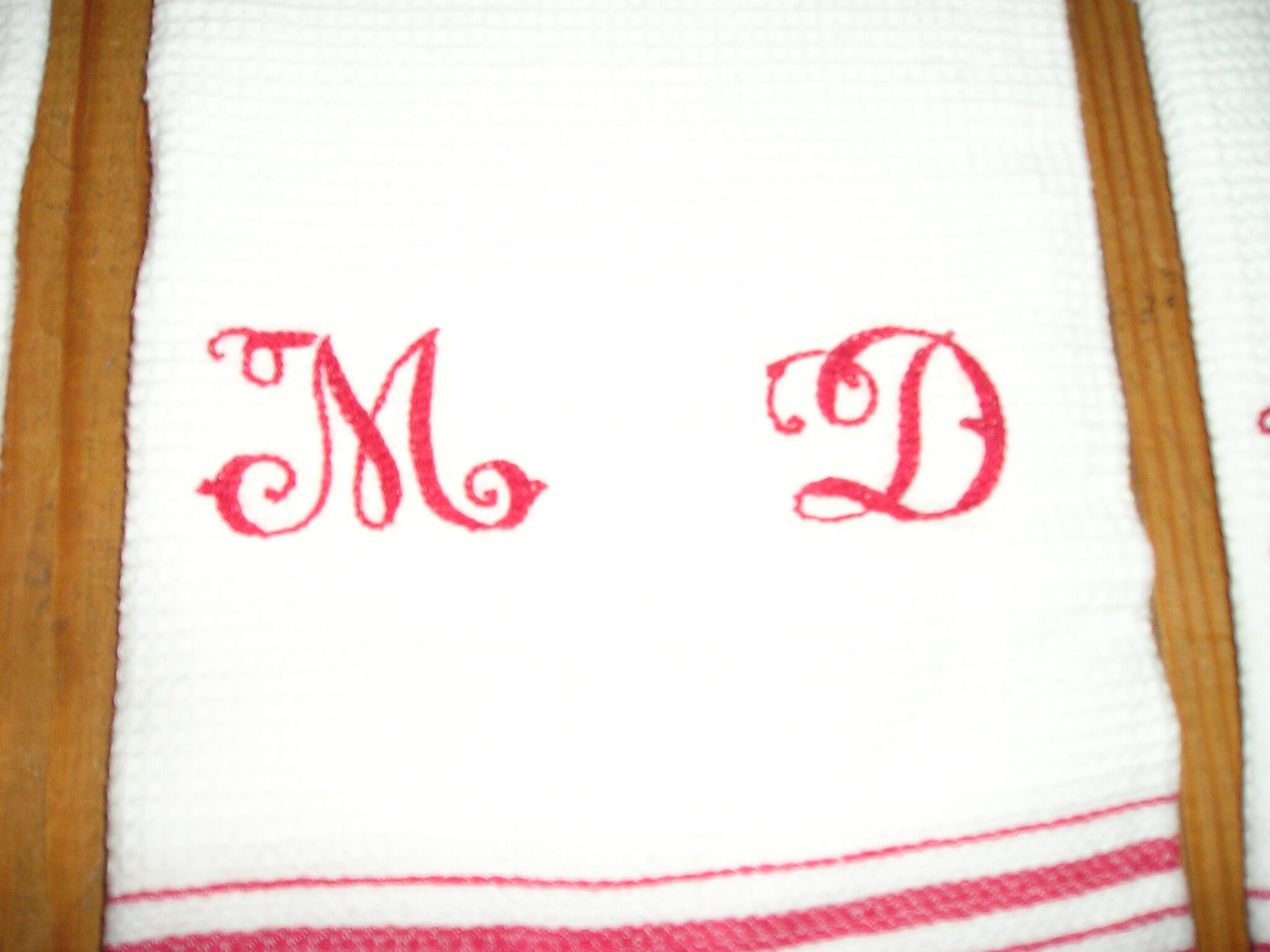 Set de 4 serviettes à nid d'abeille, monogramme point de croix MD