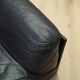 Black leather pouffe/armchair, Italian design, 1960s, production: Italy