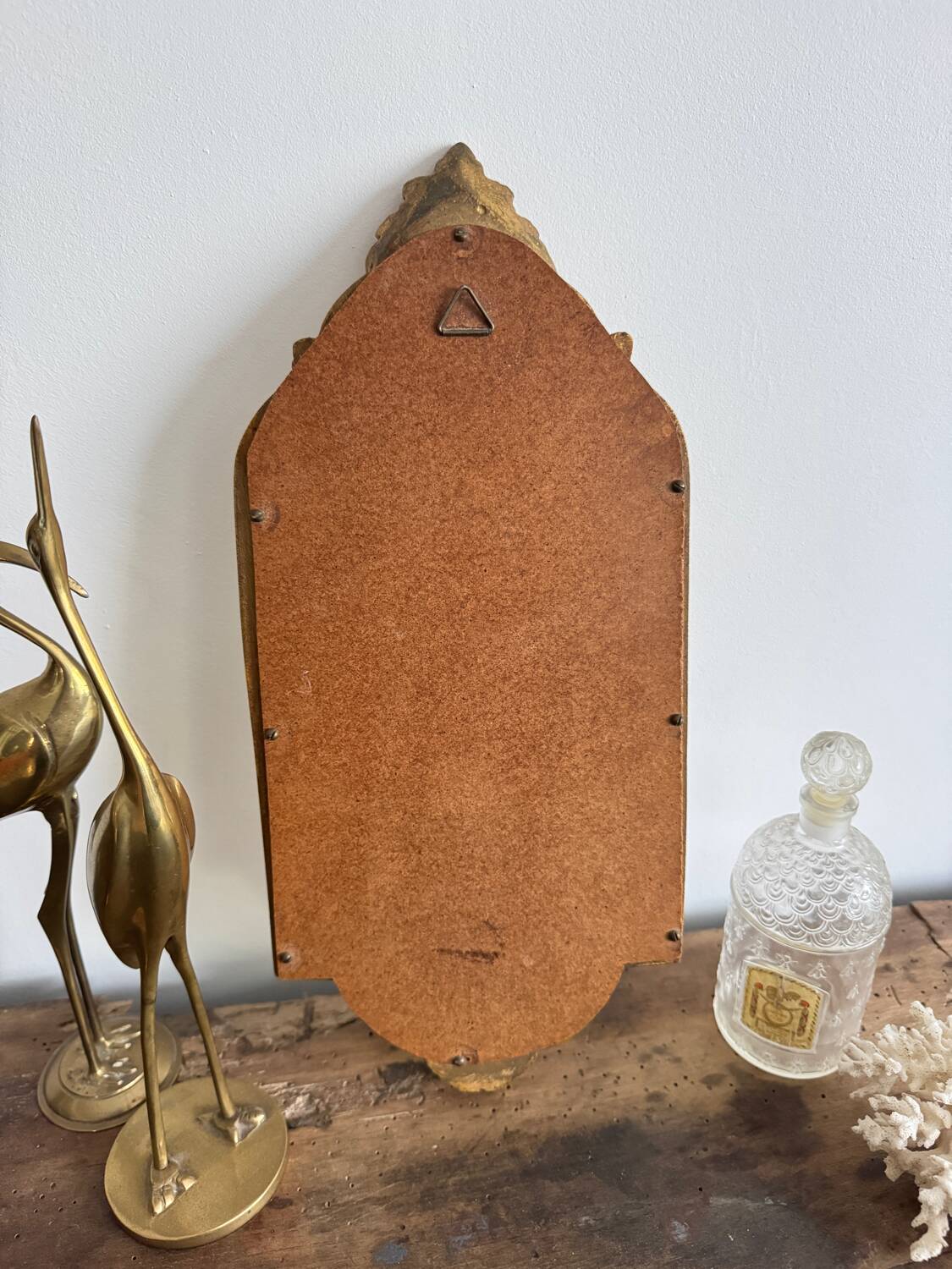 Vintage rectangular baroque mirror in golden resin