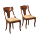 Antique Louis-Philippe chairs in walnut and fabric, Italy, 19th century.