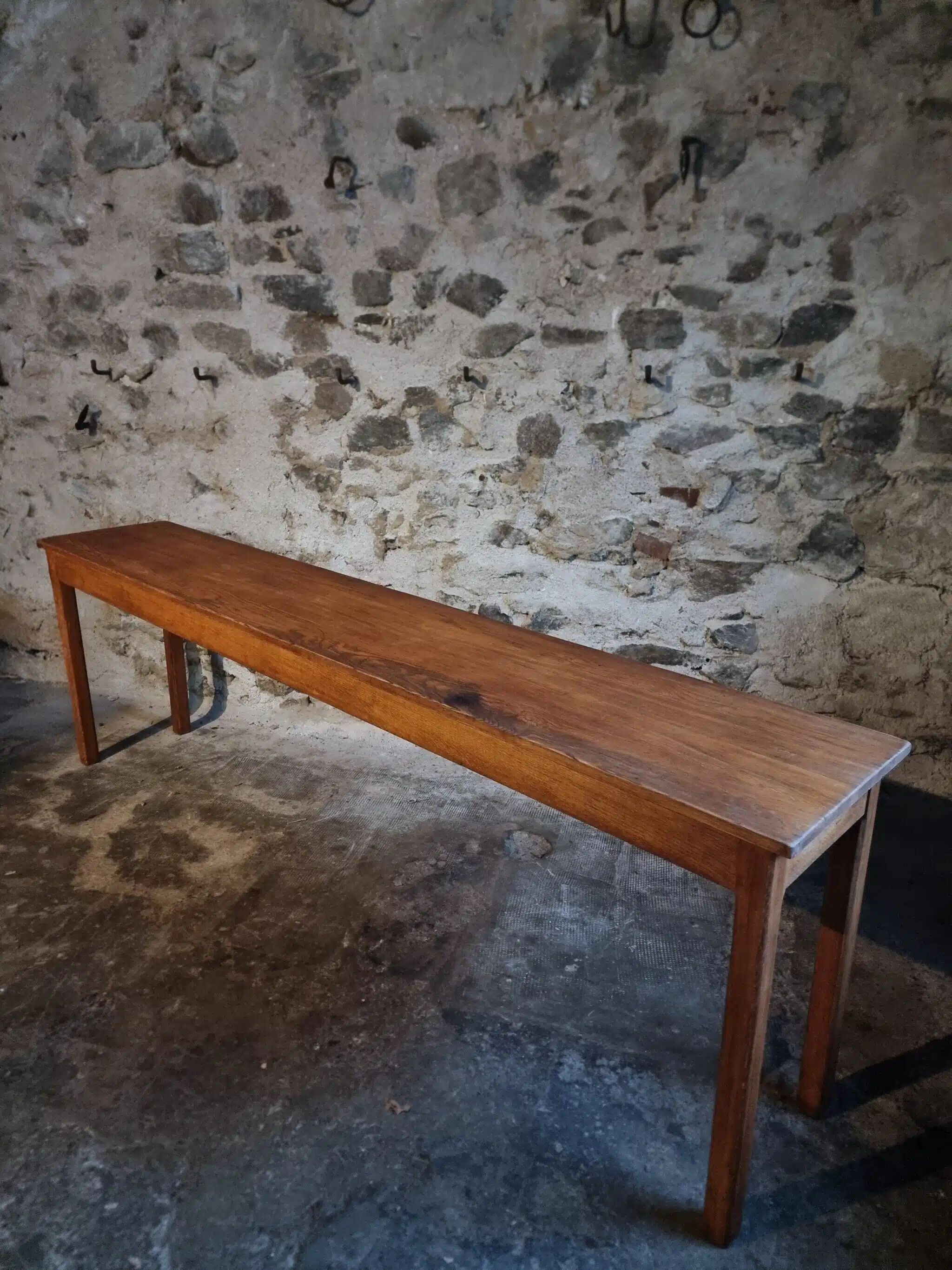 Vintage oak work table / hospital workshop side table, France, 1950s