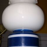 Pair of duck blue and white opaline lamps