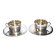 Set of 2 coffee cups Antique ribbons in silver metal Goldsmith Weinthal Georges
