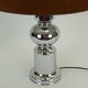 1970s table lamp aro-leuchten chrome base brown velvet lampshade