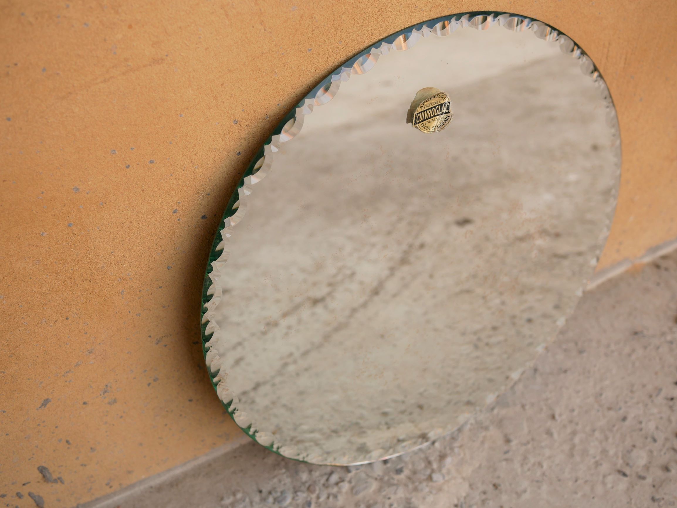 Miroir rond biseauté Art Déco 39cm x 39cm
