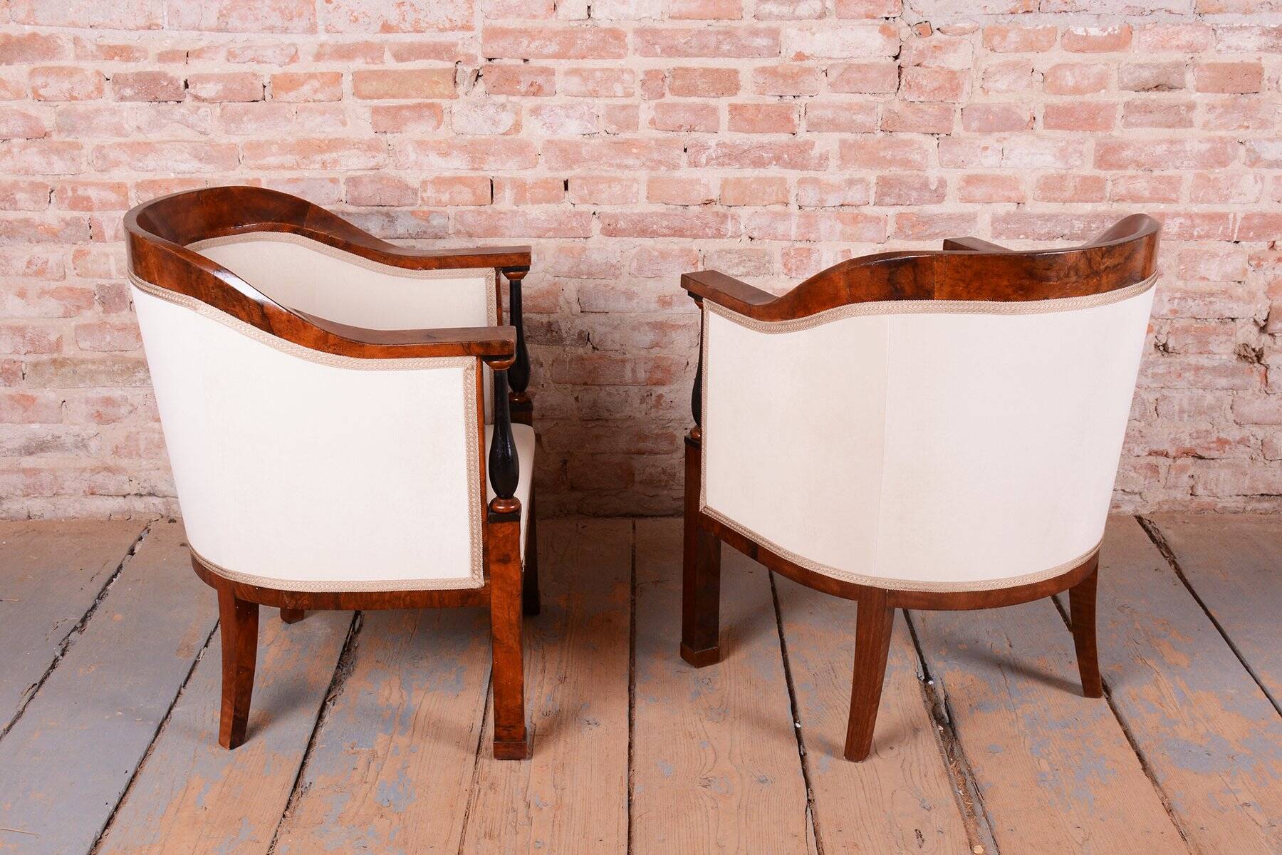 Biedermeier Seating Set in Walnut and Ebony, Austria, 1820s, Set of 3