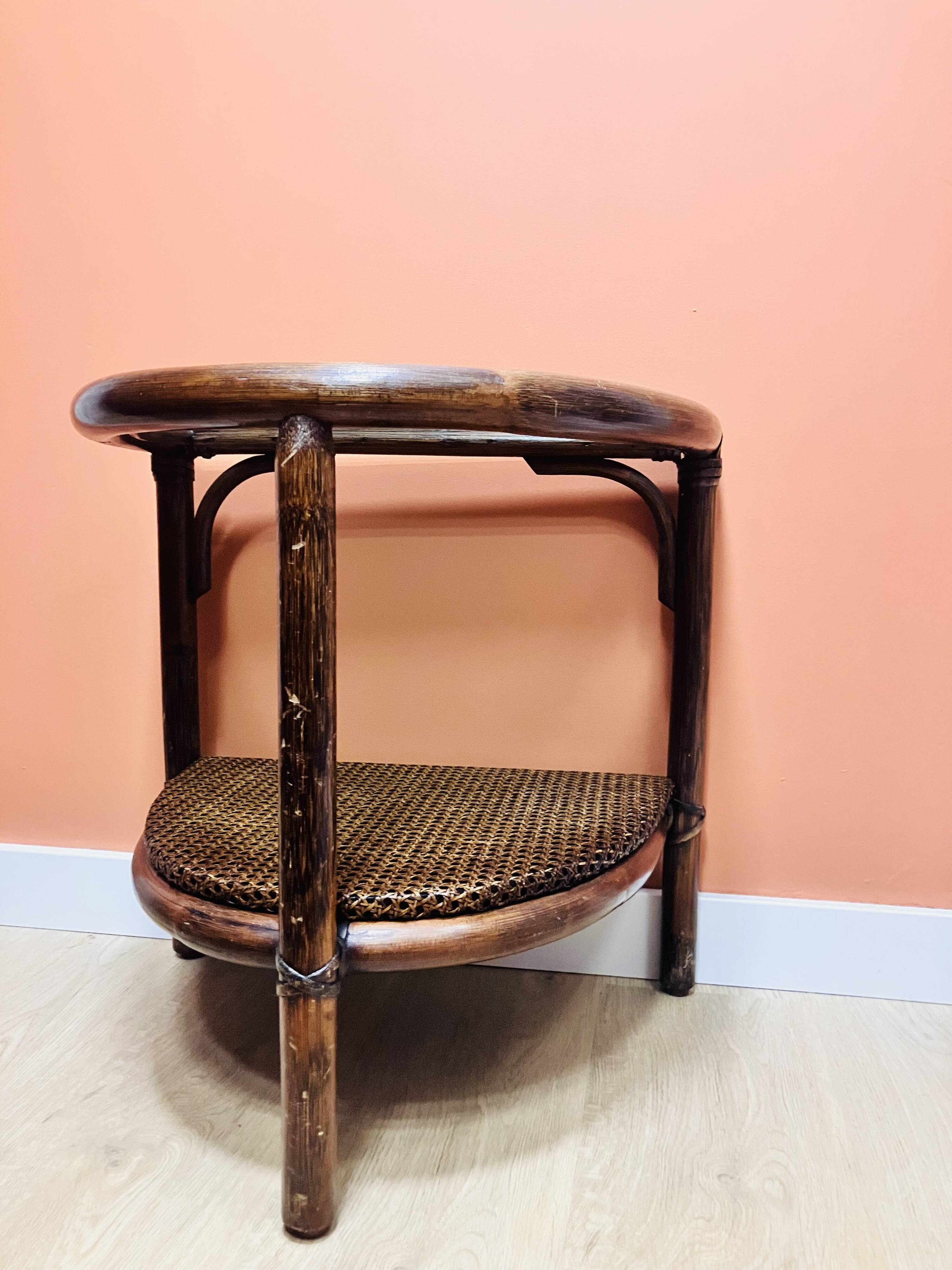Side table / end table in rattan and caning