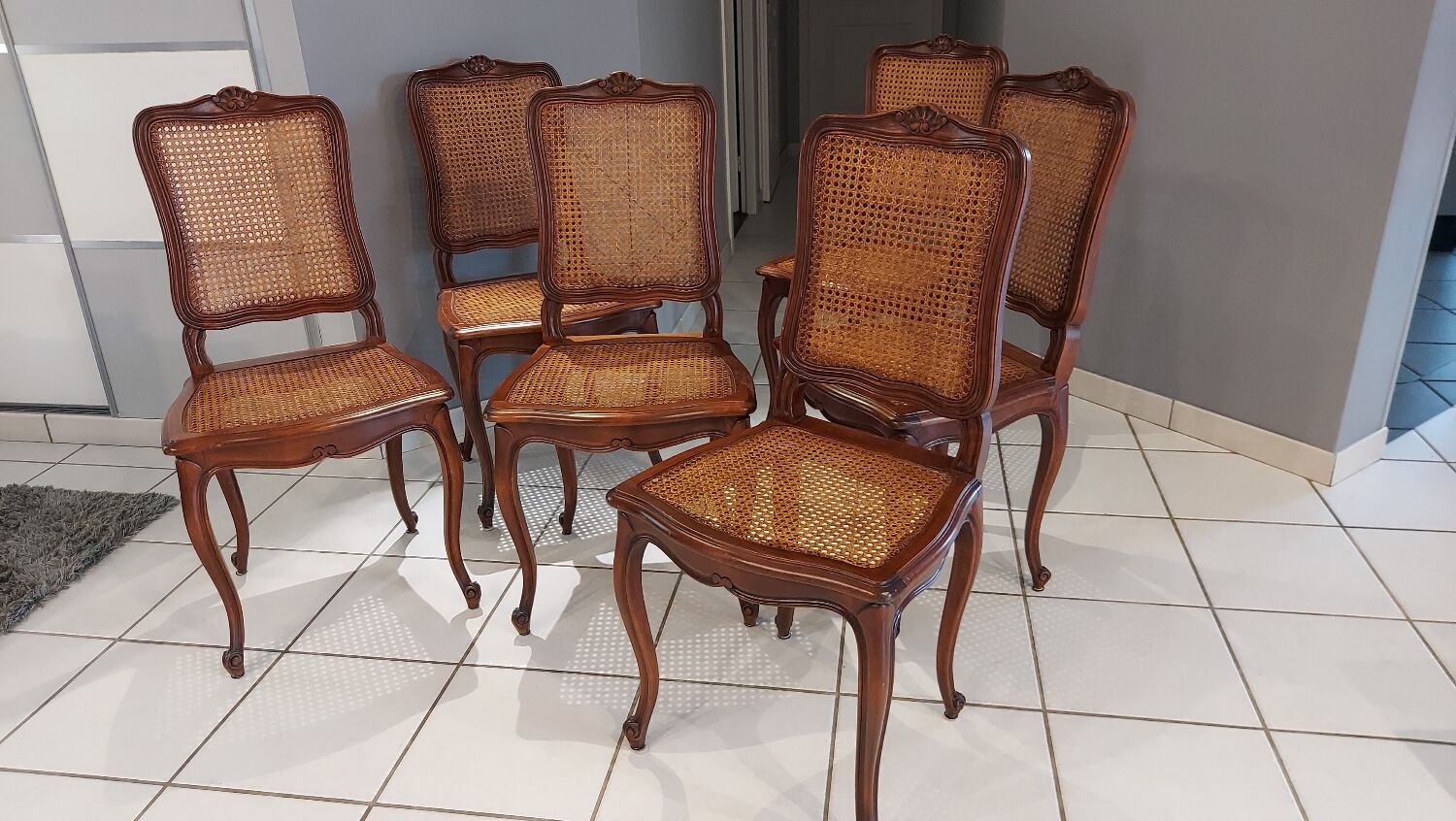 Suite of 6 chairs cans style Louis XV millieu XXeme