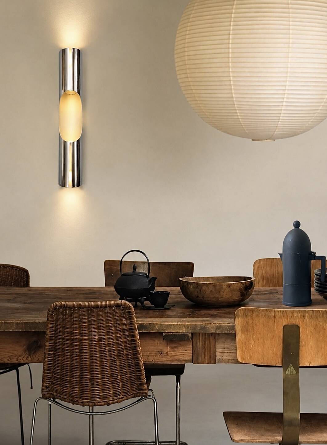 Brushed chrome metal wall light, Maija Liisa Kormulainen – Raak Design 1970