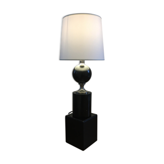 Philippe Barbier, Beautiful lamp to lay in black marble and chrome metal