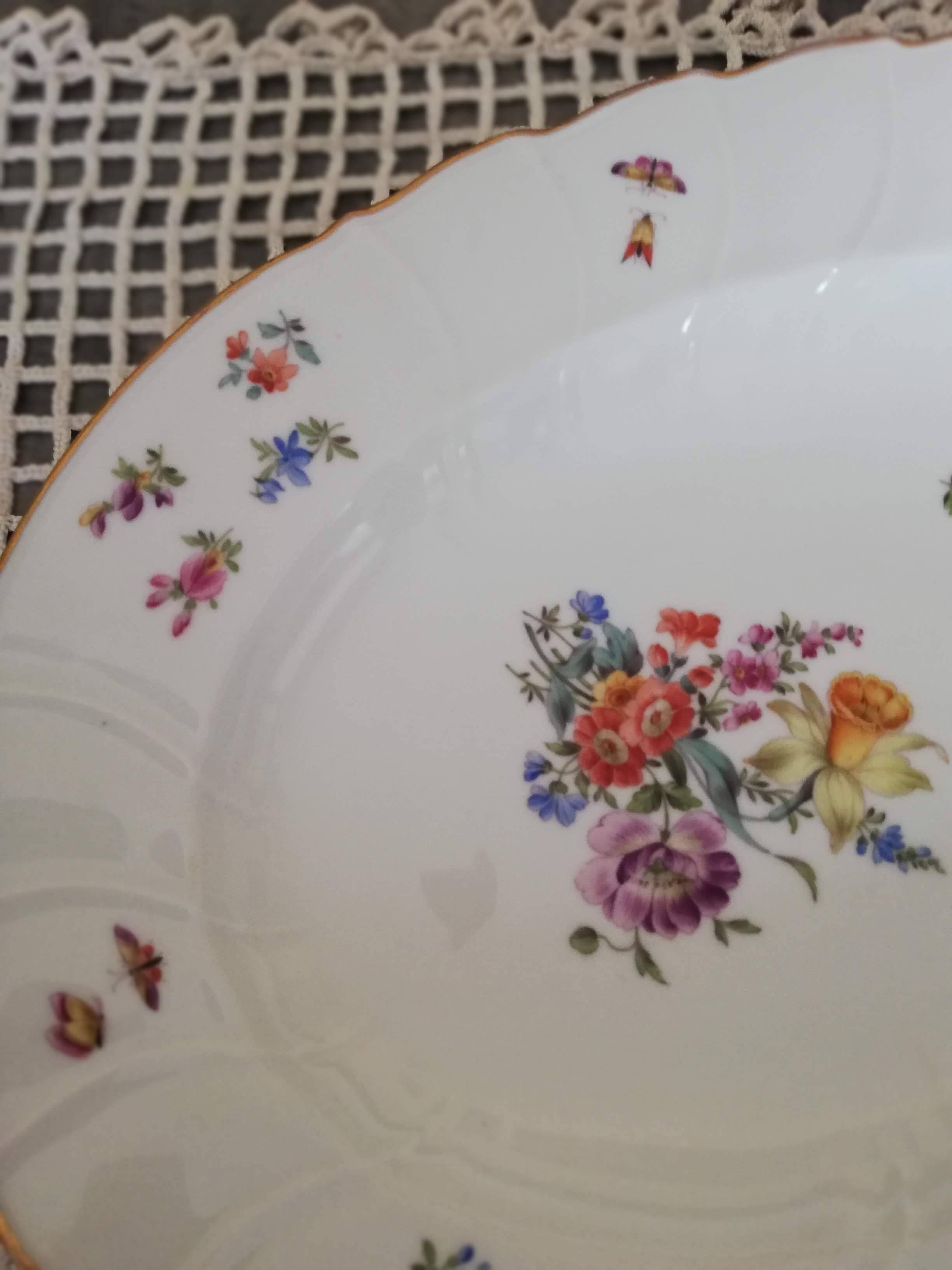 Set of two vintage Bohemian oval porcelain dishes