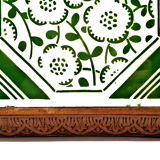 Old wood and earthenware longwy green pattern