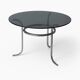 Vintage Round Table Chrome Legs Smoked Glass Top