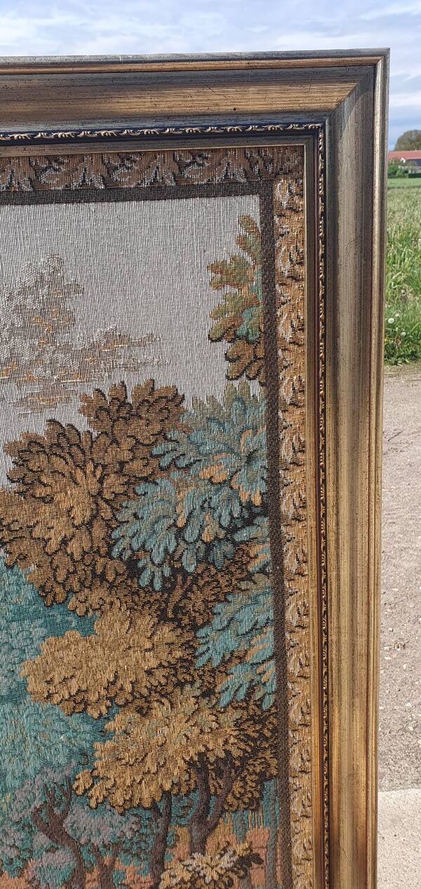 Tapisserie murale encadrée vintage 135 x 137 cm Chevaux des Gobelins