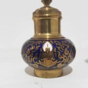 Spice set, navy blue and gold, enamelled brass, Thailand, 1960s